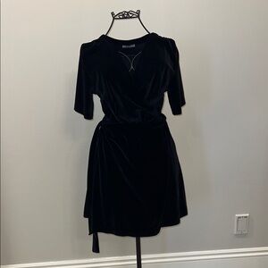 Elegant velvet Black Wrap Dress